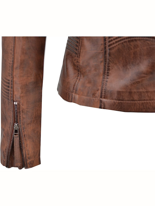 Piele Jachetă de femei Biker Jacket Coniac
