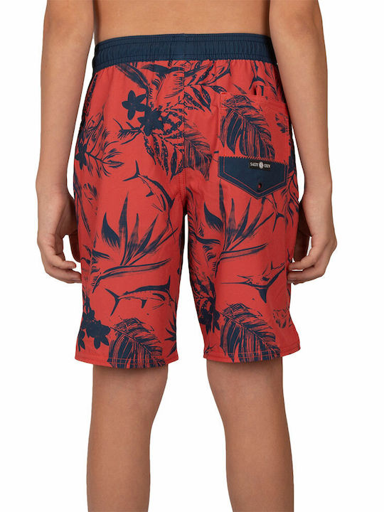 Salty Crew Island Days Boys Elastic Neo Coral Kinder Badeanzug Badeshorts Rot