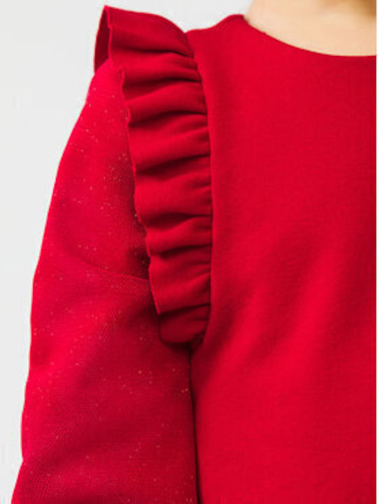 Children's Dress Long Sleeve Velvet Red