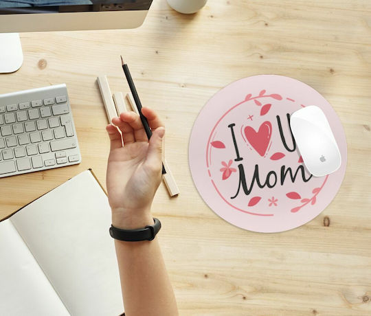 Koupakoupa I Love You Mom Mouse Pad (200mm) Ροζ KP_6964_MOUSEPAD-ROUND