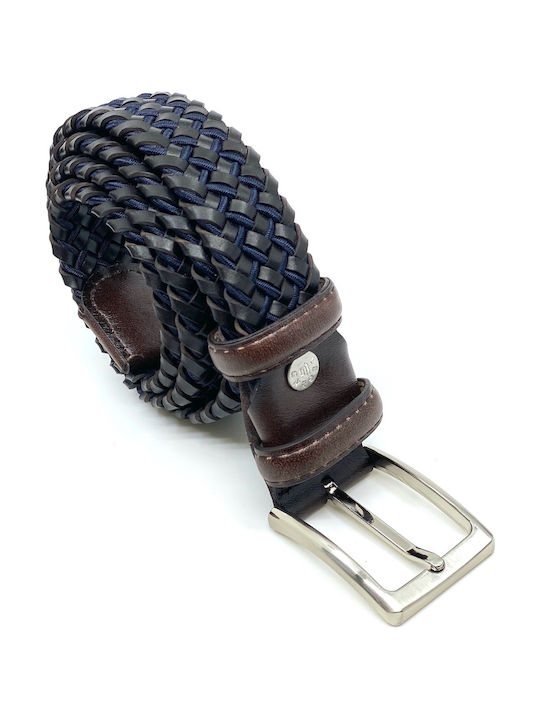 Legend Accessories Men's Knitted Leather Belt Navy Blue