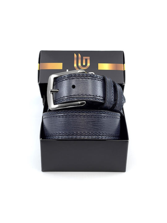 Legend Accessories Men's Leather Wide Belt Blue