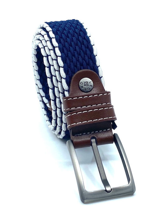 Legend Accessories Men's Knitted Leather Elastic Belt Blue