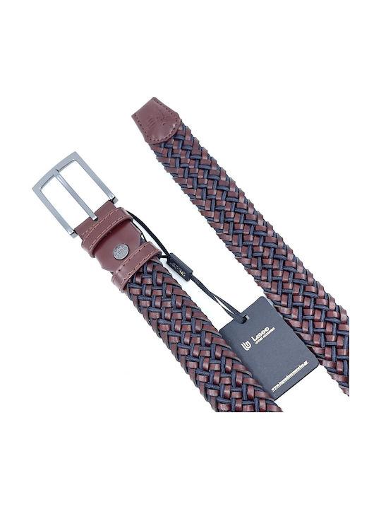 Men's Belt Leather Knitted Blue -21