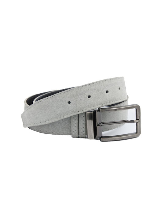 Leather Lab Men's Leather Belt Gray