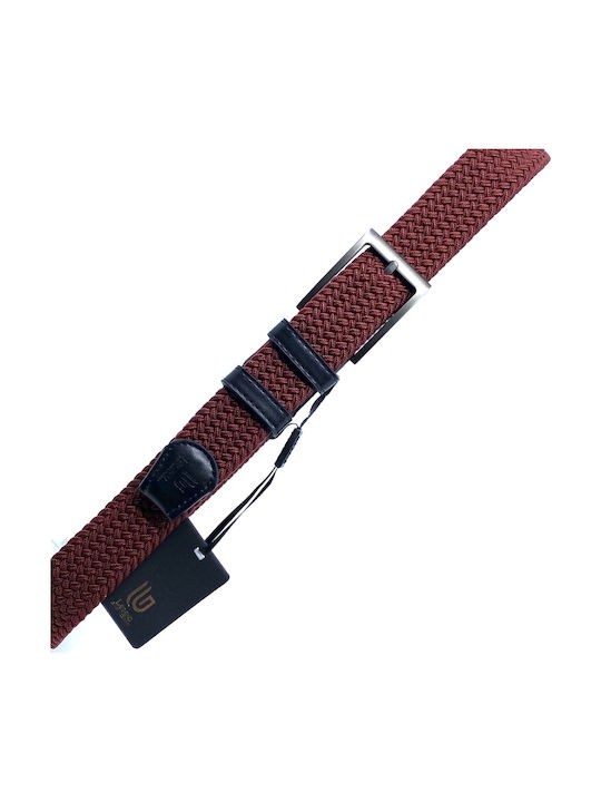 Elastic Men's Fabric Knitted Belt Wine