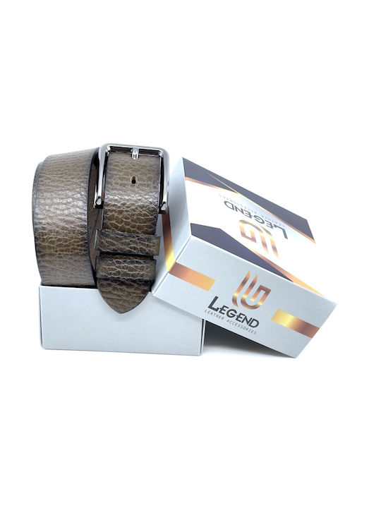 Wide Men's Belt Leather Khaki