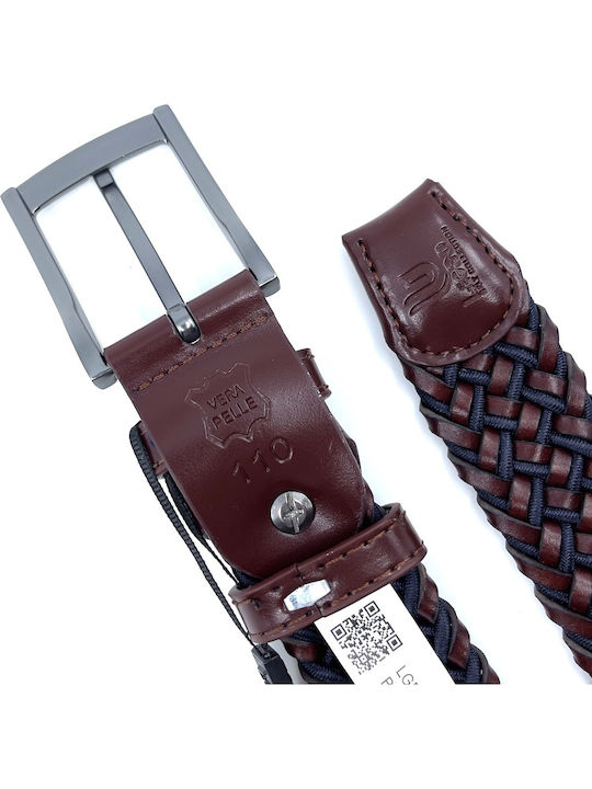 Men's Belt Leather Knitted Blue -21