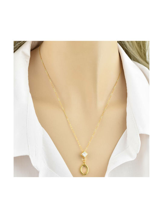 Necklace from Gold Plated Silver with Zircon