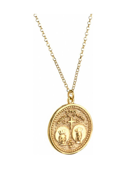 Necklace Constantine Amulet from Gold Plated Silver with Zircon