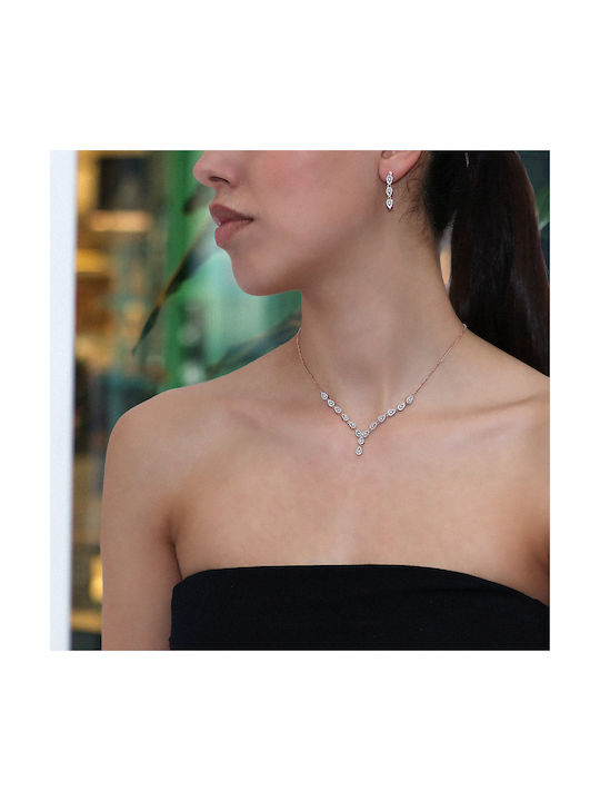 Necklace from Rose Gold 14K with Zircon