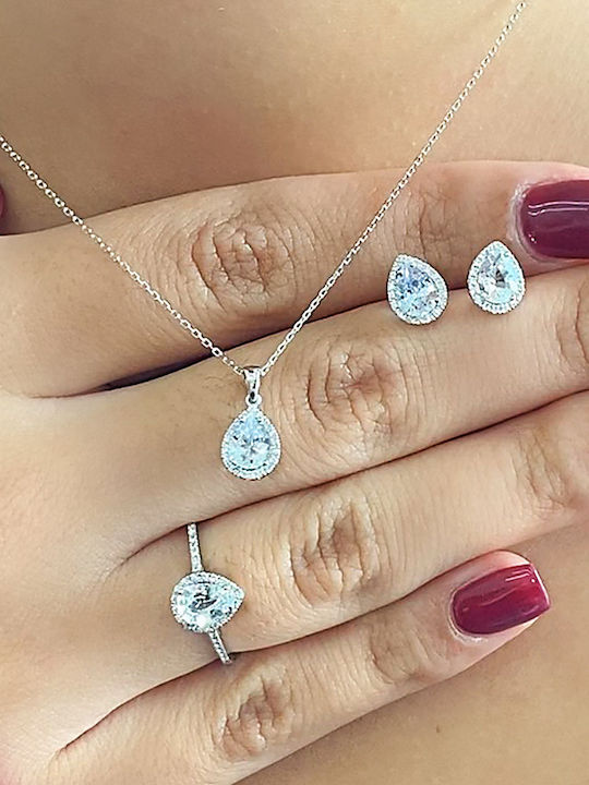 Necklace with design Tear from White gold 18k