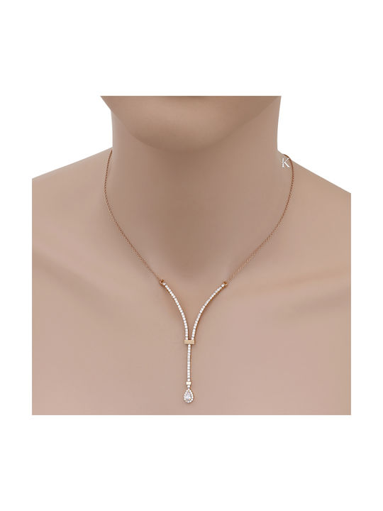 Necklace from Rose Gold 14K with Zircon