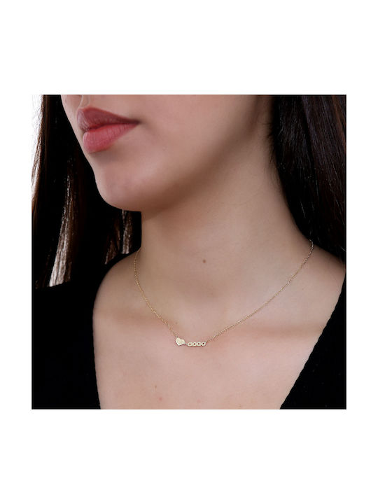 Necklace Double with design Heart from Gold 14K