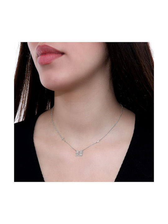 Necklace Family from White Gold 14K with Pearls