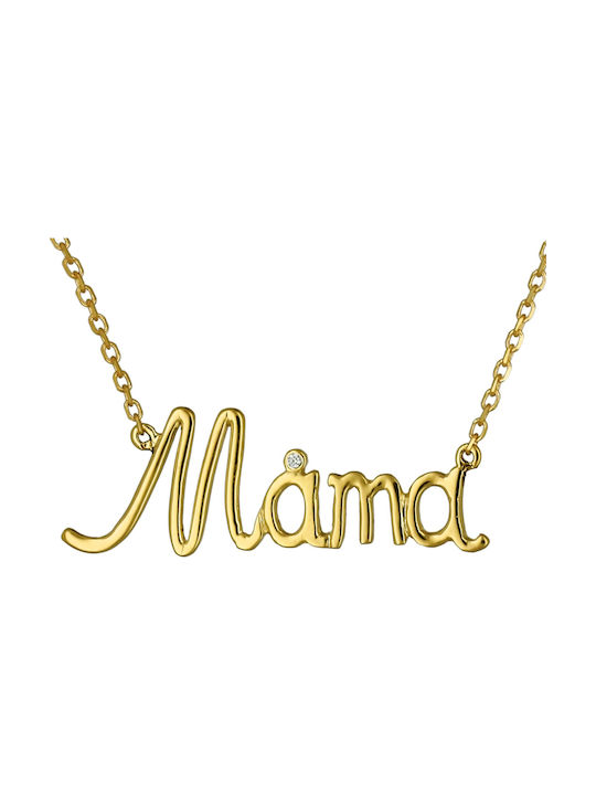 Necklace Mum from Gold 9 K with Zircon