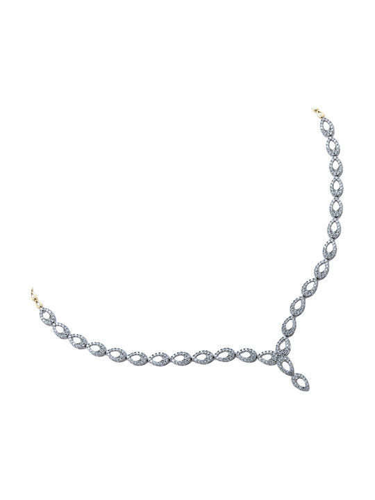 Necklace from White Gold 14K with Zircon