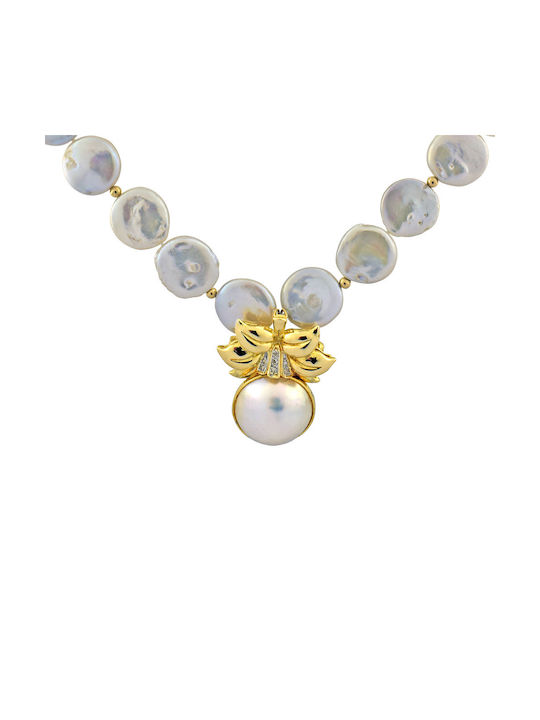 Necklace from White Gold 14K with Pearls