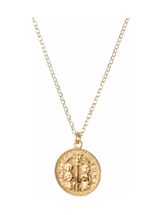 Necklace Constantine Amulet from Gold Plated Silver with Zircon