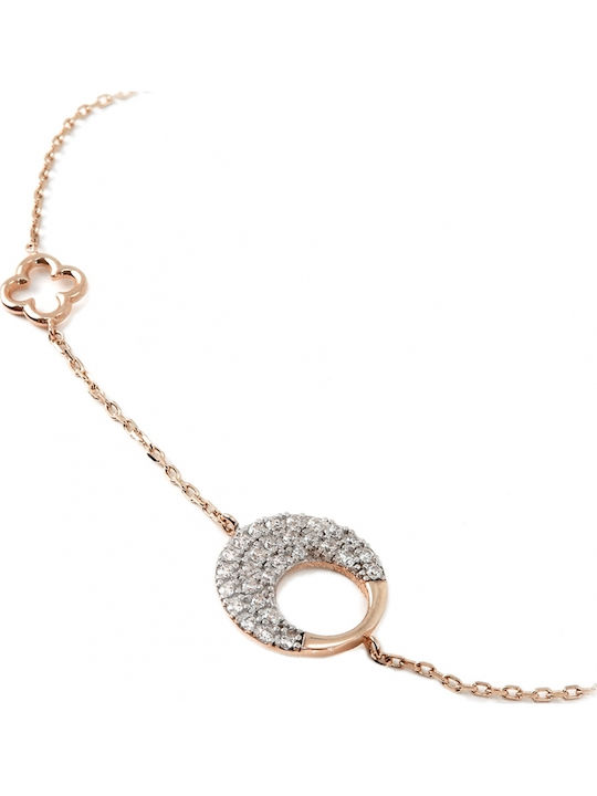 Art d or Women's Bracelet Chain with Cross design made of Gold 14K with Zircon
