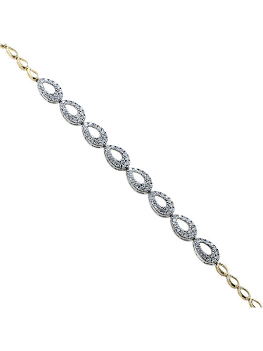 Bracelet Chain made of White Gold 14K with Zircon