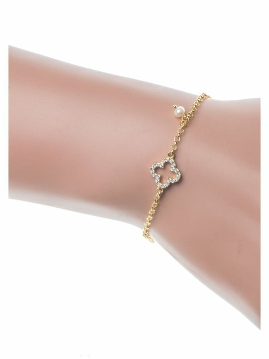 Paraxenies Bracelet Chain with Cross design made of Silver Gold Plated with Zircon