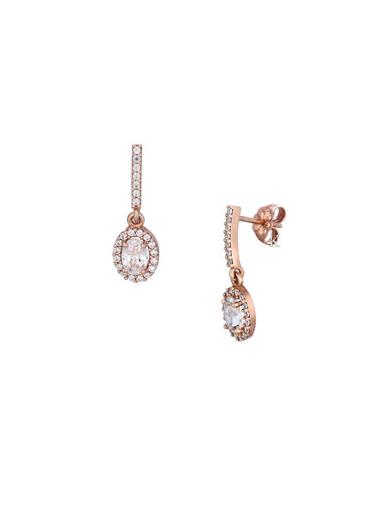 Earrings Dangling made of Pink Gold with Stones