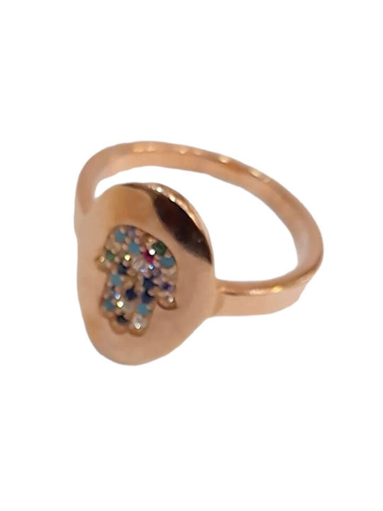 One Women's Ring with Stones from Silver Gold Plated