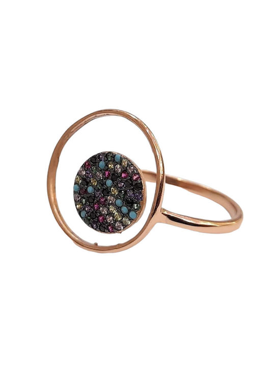 One Women's Gold Plated Silver Ring with Zircon