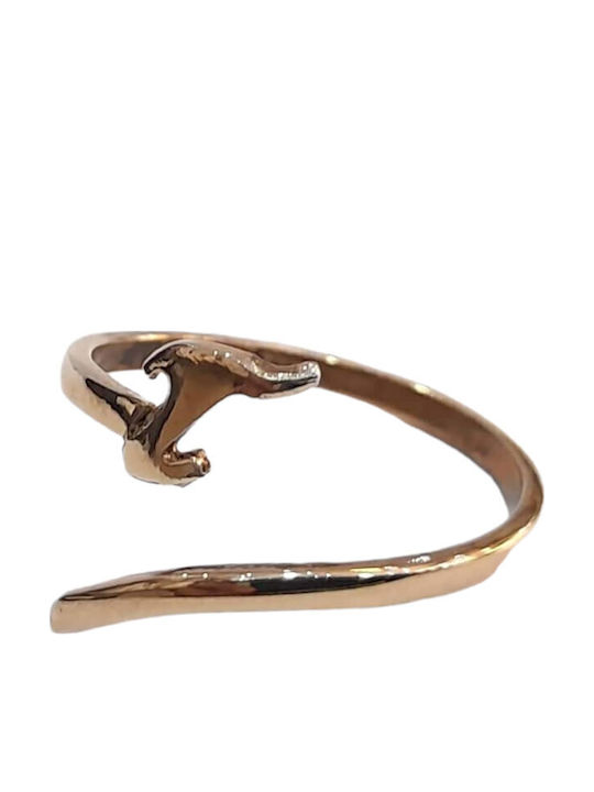 One Jewellery Γυναικείο Σεβαλιέ Δαχτυλίδι από Ασήμι Επιχρυσωμένο