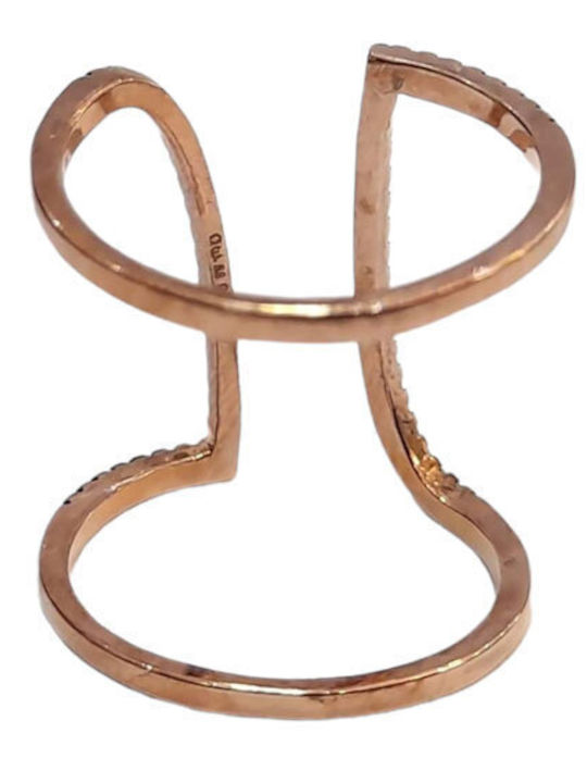 One Jewellery Γυναικείο Σεβαλιέ Δαχτυλίδι με Ζιργκόν από Ασήμι Επιχρυσωμένο