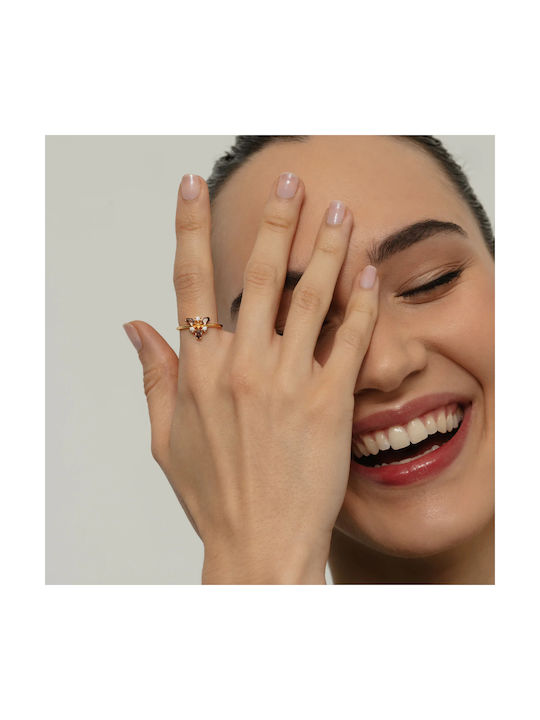 Aleyolé Aleyole Anillo Gallery Women's Ring with Zircon Made of Gold Plated Silver