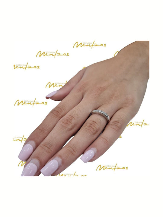 Mentzos Ring with Diamond made of White gold 18K