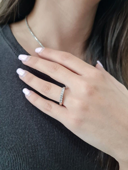 Mentzos Ring with Diamond made of White gold 18K