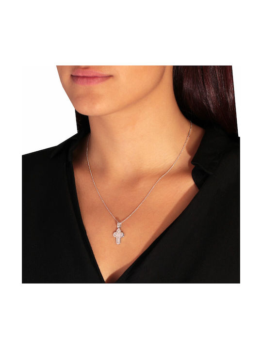 Women's White Gold Cross 18K