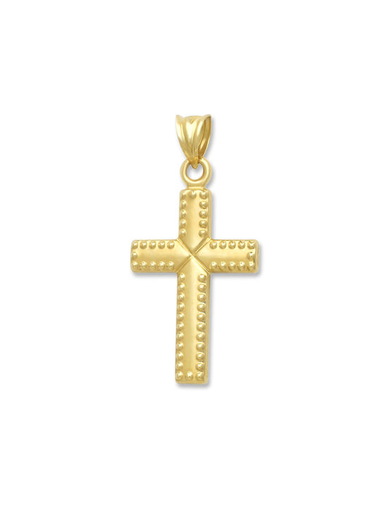 Herren Gold Kreuz 14K Beidseitig mit dem Gekreuzigten