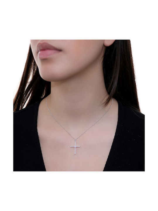 Weißgold Kreuz 18K mit Kette