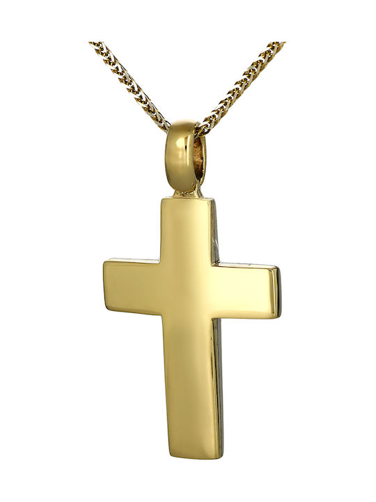 Herren Weißgold Kreuz 14K Beidseitig