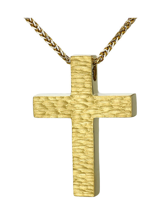 Men's Gold Cross 14K Double Sided