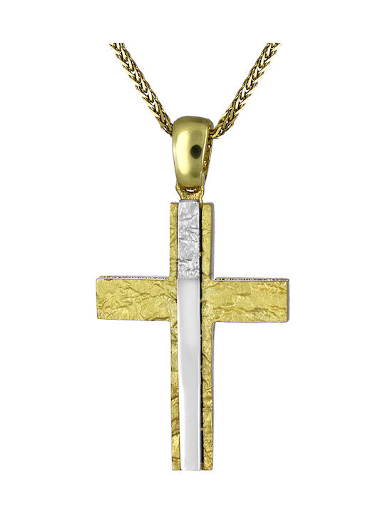 Herren Gold Kreuz 14K Beidseitig mit dem Gekreuzigten