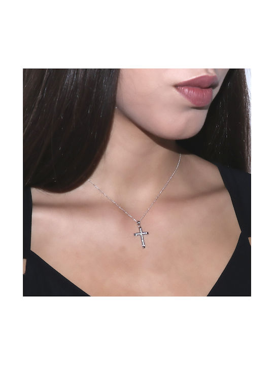 White Gold Cross 18K