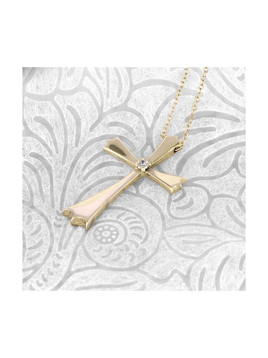 Damen Gold Kreuz 14K mit Kette