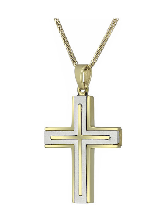 Herren Gold Kreuz 14K Beidseitig mit dem Gekreuzigten