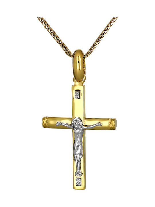 Herren Gold Kreuz 14K Beidseitig