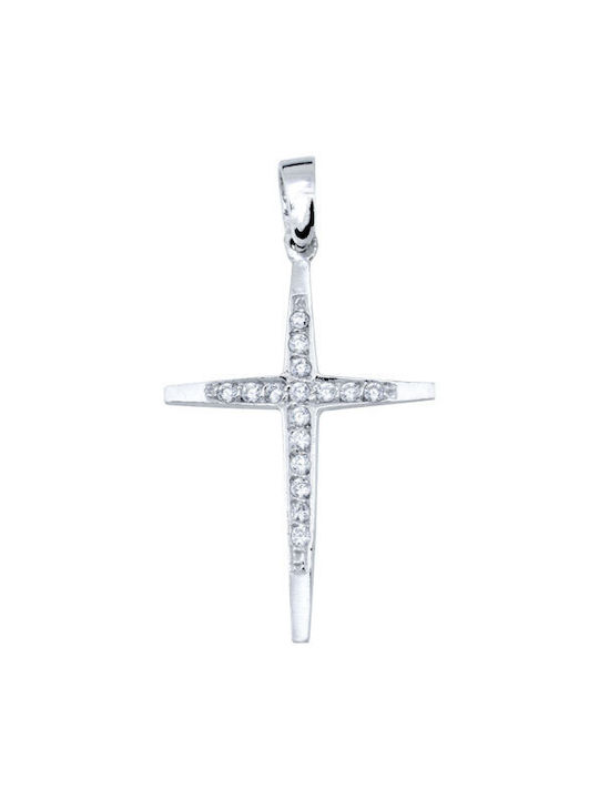 Damen Weißgold Kreuz 14K mit Kette