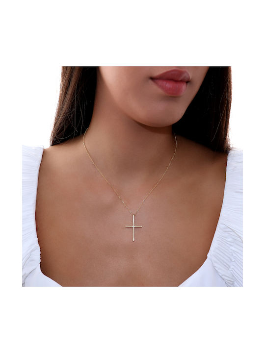 Damen Gold Kreuz 14K mit Kette