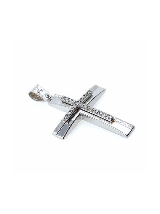 White Gold Cross 14K Xr556