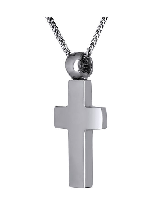 Herren Weißgold Kreuz 14K Beidseitig