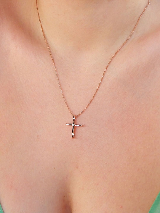 Polytimo Rose Gold Cross 18K with Chain