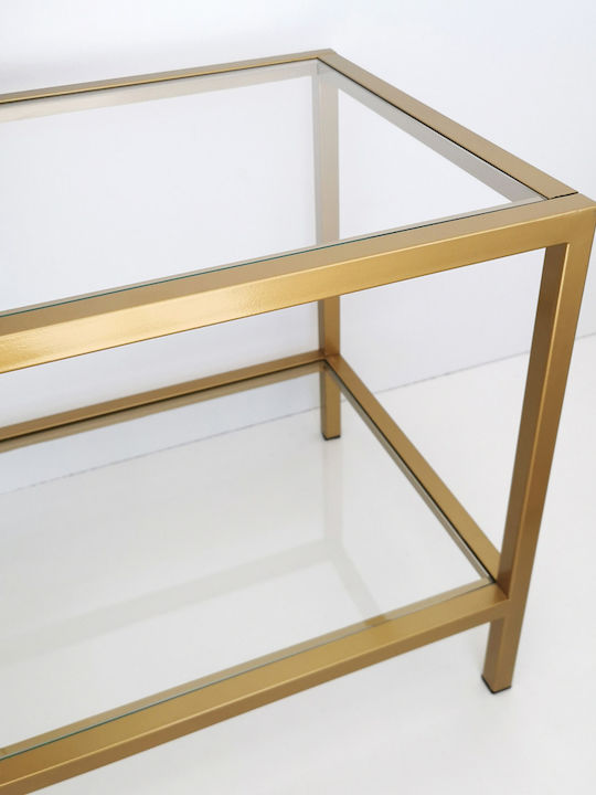 TV-Ständer Basic aus Metall & Glas Gold M130xT45xH45cm